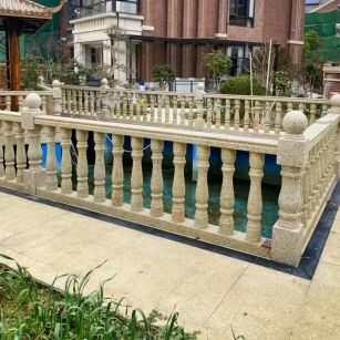 黄冈黄金麻花岗岩石材栏杆，扶手，将军柱，花瓶柱