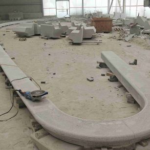 黄冈 芝麻白花岗岩弧形花坛石，坐凳石