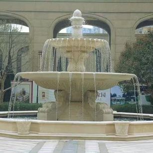 黄冈 黄金麻花岗岩异型加工——户外庭院石雕流水喷泉