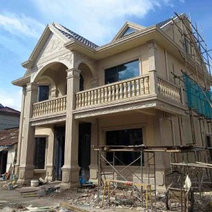 黄冈 黄金麻花岗岩石材私人别墅雕花门楼柱阳台栏杆