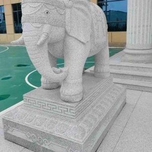 黄冈 白麻花岗岩动物异形石雕-大象