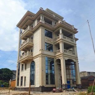 黄冈 黄金麻花岗岩石材别墅外墙干挂搭配（雕花栏杆花瓶柱门楼罗马柱）