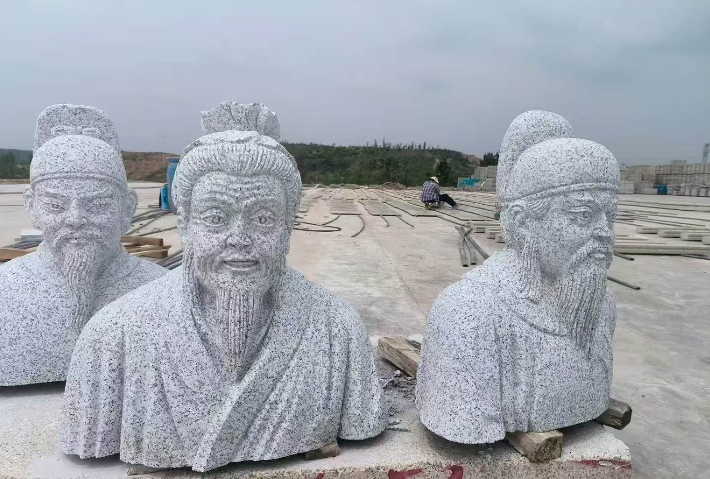 黄冈 白麻花岗岩石材人物立体雕刻