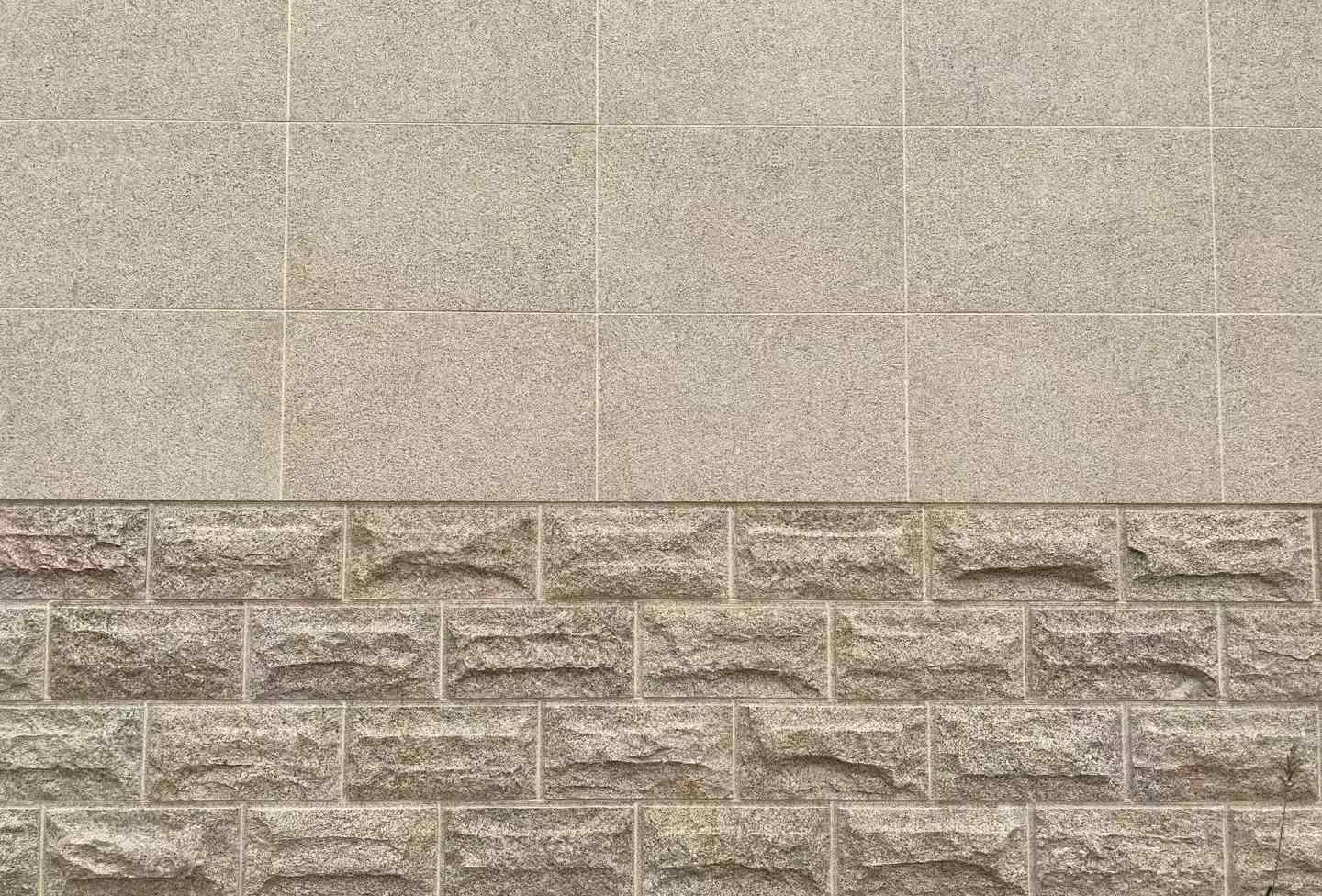 黄冈 黄金麻自然面蘑菇石配荔枝面干挂