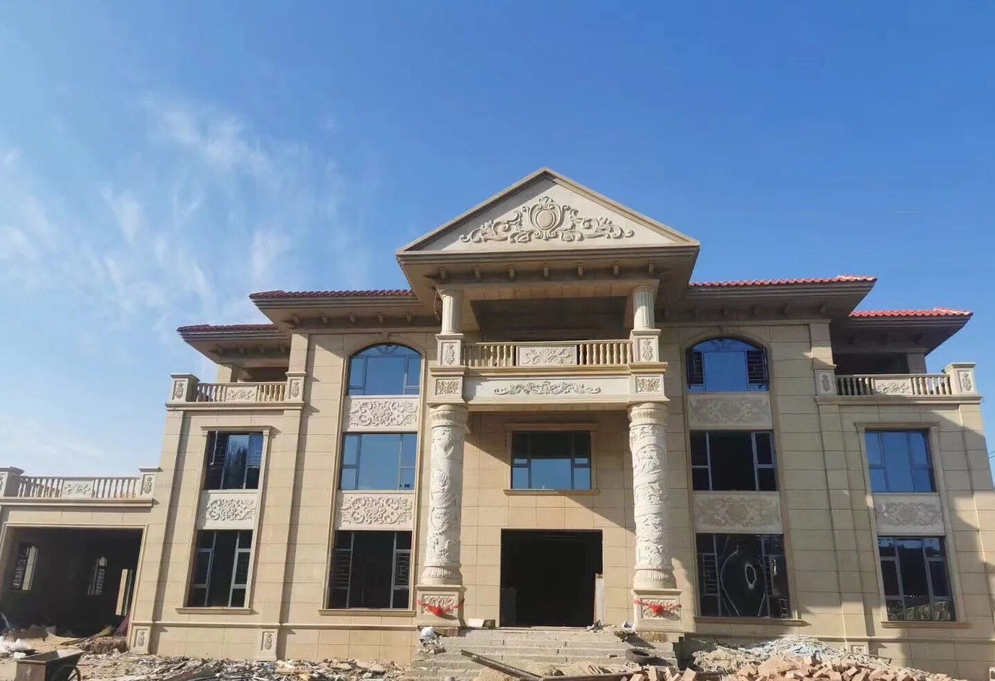 黄冈 黄金麻花岗岩别墅外墙干挂