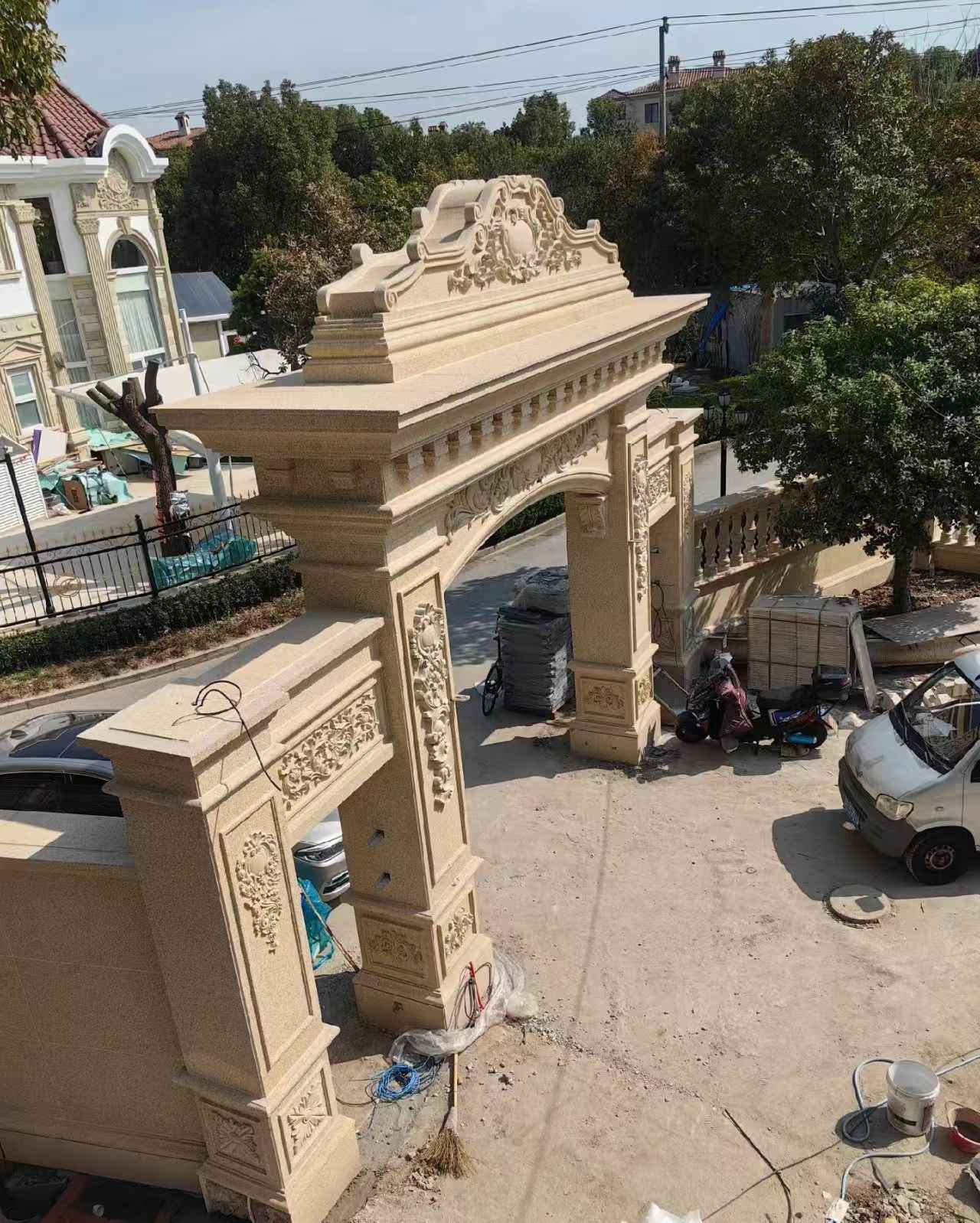 黄冈 黄金麻荔枝面花岗岩别墅门楼