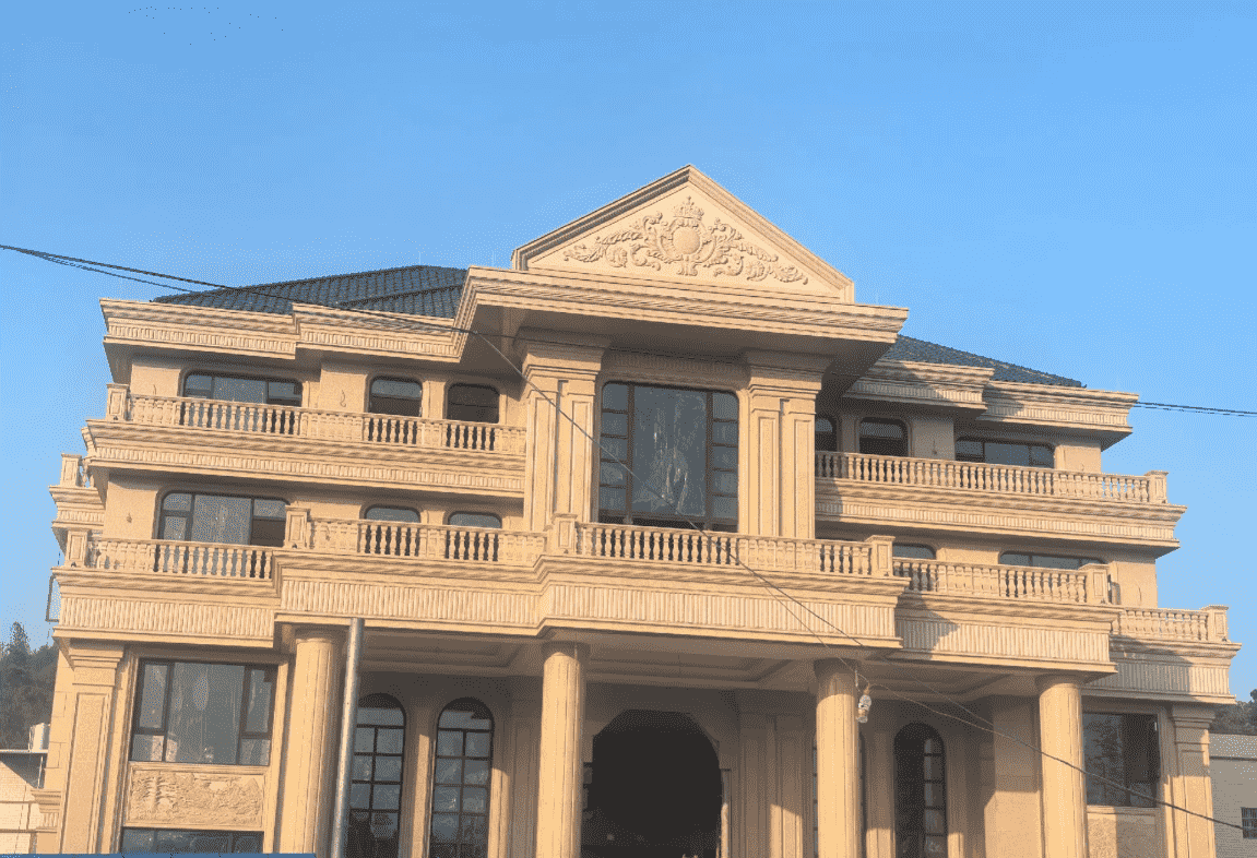 黄冈黄金麻别墅外墙干挂石材效果示例