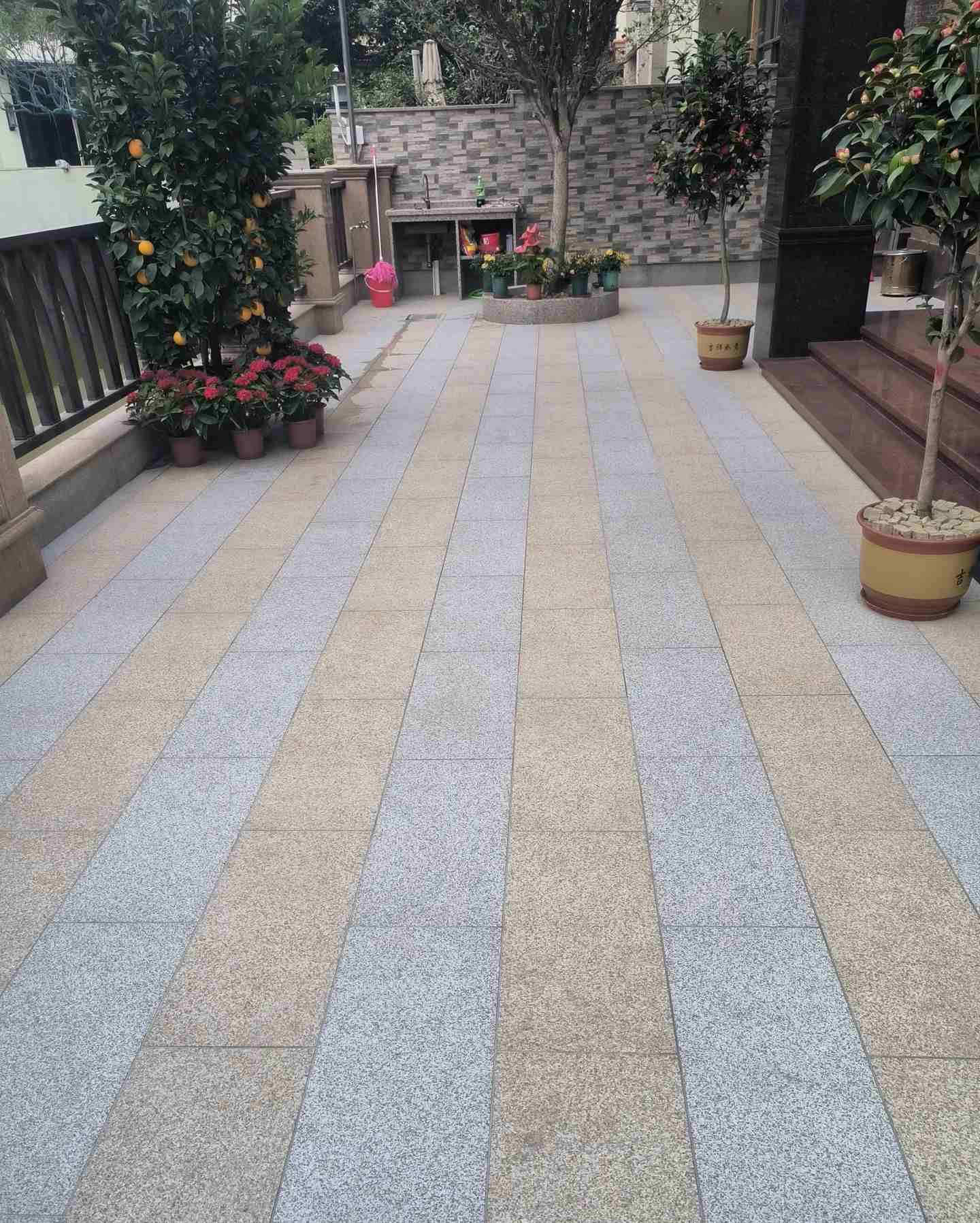 黄冈 黄金麻白麻荔枝面庭院铺装展示